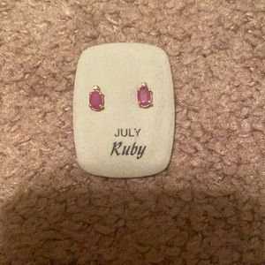 Yellow gold ruby earrings